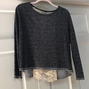 Navy Lace-Back Sweater